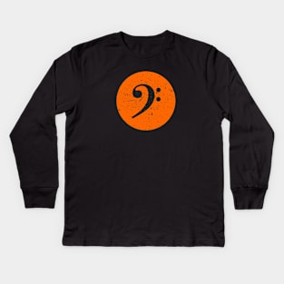 Bass Player Gift - Vintage Style Orange Bass Clef Kids Long Sleeve T-Shirt